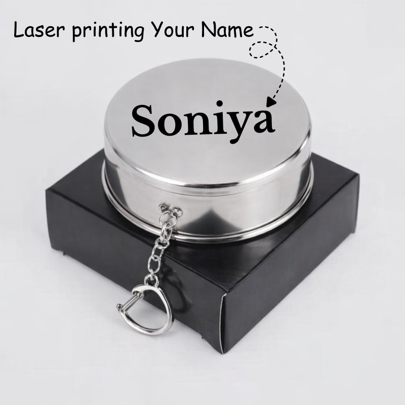 Customized Laser Printed Stainless Steel Folding Cup – Portable Travel & Camping Drinking Cup