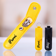 Customized Leather Portable Ear Cleaning Kit – Stainless Steel Ear Picks with Your Name Print