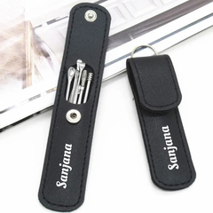 Customized Leather Portable Ear Cleaning Kit – Stainless Steel Ear Picks with Your Name Print