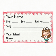 Cute Cartoon Girl Themed School Notebook Sticker Labels – Personalized Name Stickers for Kids (Pack of 24)