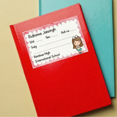Cute Cartoon Girl Themed School Notebook Sticker Labels – Personalized Name Stickers for Kids (Pack of 24)