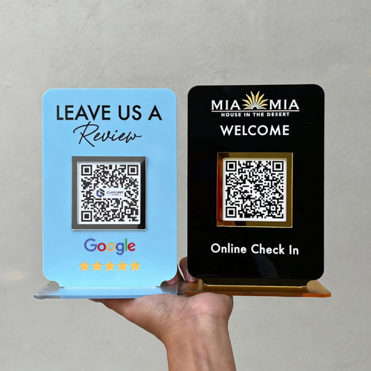 Frosted Acrylic Google Review QR Code Sign with Custom Logo – Scan to Review Business Plaque for Shop, Salon, Cafe & Small Business