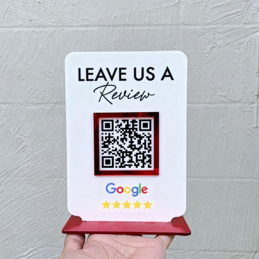 Frosted Acrylic Google Review QR Code Sign with Custom Logo – Scan to Review Business Plaque for Shop, Salon, Cafe & Small Business