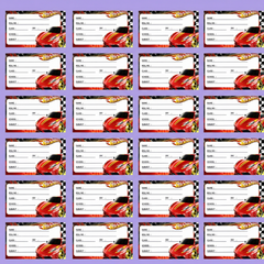 Hot Wheels-Themed Customized School Labels (24-Pack) – Writable Adhesive Name Stickers for Kids