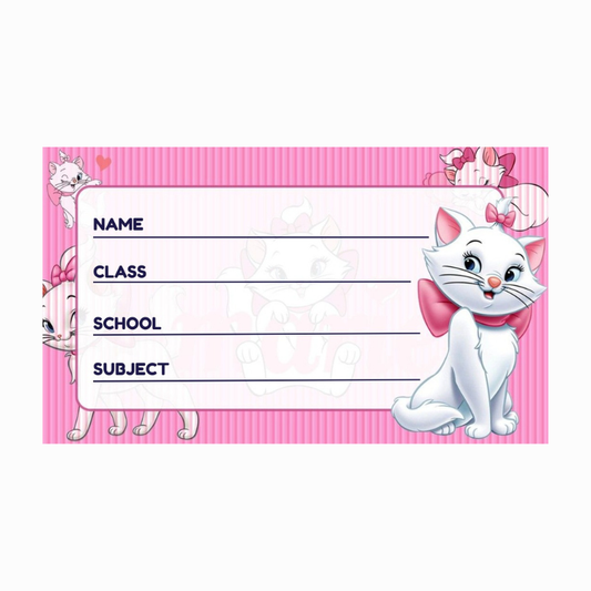 Marie Cat Disney-Themed Personalized School Subject Labels (24 Pcs) – Custom Name & Subject Stickers for Kids | Waterproof Notebook Labels