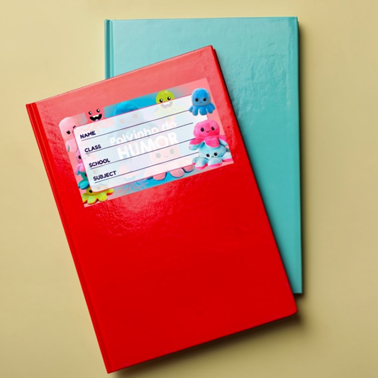 Mood Octopus Themed Personalized Book Labels (24 Pcs) – Custom Name Stickers for Kids | Waterproof School Notebook Labels