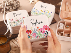 Personalized Name Jewelry Box for Bridesmaids, Travel Jewelry Box, Bridesmaid Gifts,Gifts for Her,Wedding Bridesmaid Gifts, Girlfriend Gift