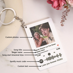 Personalized Spotify Music Keychain with Photo & Text – Custom Song Code Keychain | Couple, Friendship & Anniversary Gift for Him/Her