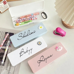 Personalized Cartoon Pencil Case with Name – Candy Color Custom Pencil Box for Kids | Cute School Stationery Organizer (Random color-1 Pc)