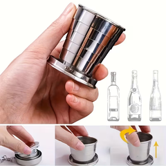 Customized Laser Printed Stainless Steel Folding Cup – Portable Travel & Camping Drinking Cup