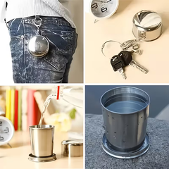 Customized Laser Printed Stainless Steel Folding Cup – Portable Travel & Camping Drinking Cup
