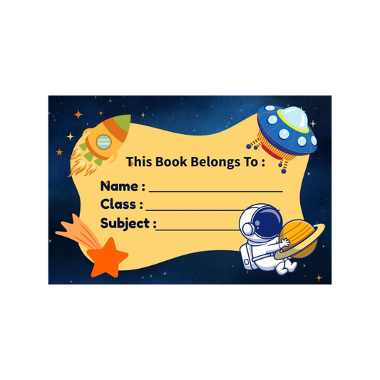 Space-Themed Personalized School Book Stickers – 24 Custom Name Labels for Kids