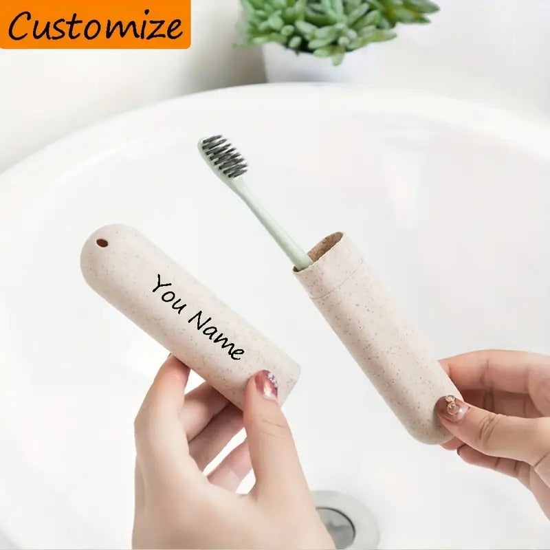 Customizable Name Portable Toothbrush Case - Pastel Pink/Light Blue/Green, Durable Plastic Travel Toiletry Organizer with Personalized Text, Compact & Hygienic for, Vacation, Back to Essentials, Toothbrush Travel Case