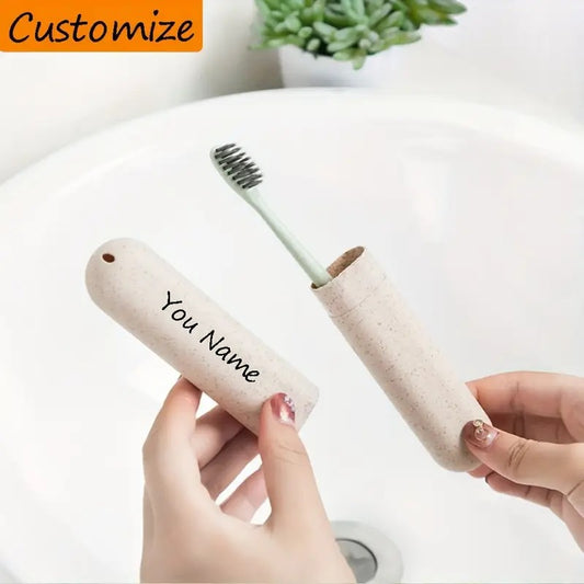 Customizable Name Portable Toothbrush Case - Pastel Pink/Light Blue/Green, Durable Plastic Travel Toiletry Organizer with Personalized Text, Compact & Hygienic for, Vacation, Back to Essentials, Toothbrush Travel Case