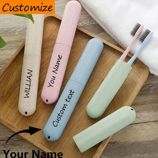 Customizable Name Portable Toothbrush Case - Pastel Pink/Light Blue/Green, Durable Plastic Travel Toiletry Organizer with Personalized Text, Compact & Hygienic for, Vacation, Back to Essentials, Toothbrush Travel Case