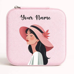 Customized Mini Jewellery Box with Custom Your Name – Personalized Travel Jewelry Organizer for Women (Random color)